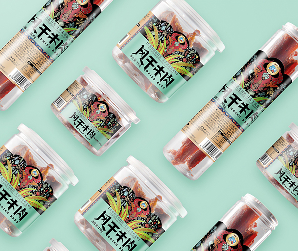 土姥姥土特產(chǎn)風(fēng)干牛肉包裝標(biāo)簽設(shè)計(jì)